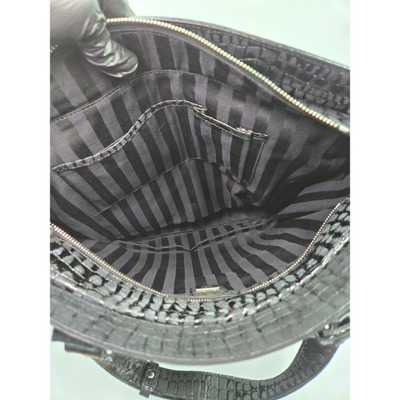 MCM Black Nylon Tote Bag Satchel Purse Handbag with Crocodile Trim‎ - Picture 3 of 11